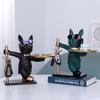 Nordic Dog Statue Frenchie House Keeper Fancy Bulldog with Tray and Rack Office desk Home Decoration Luxury Animal Sculptures