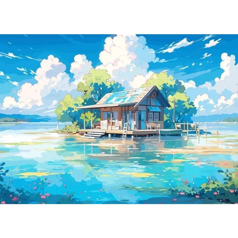 Aestheticism Anime Scenes Posters Sakura Tram Train Ocean View Prints Canvas Printing Wall Landscape Art Picture for Home Decor