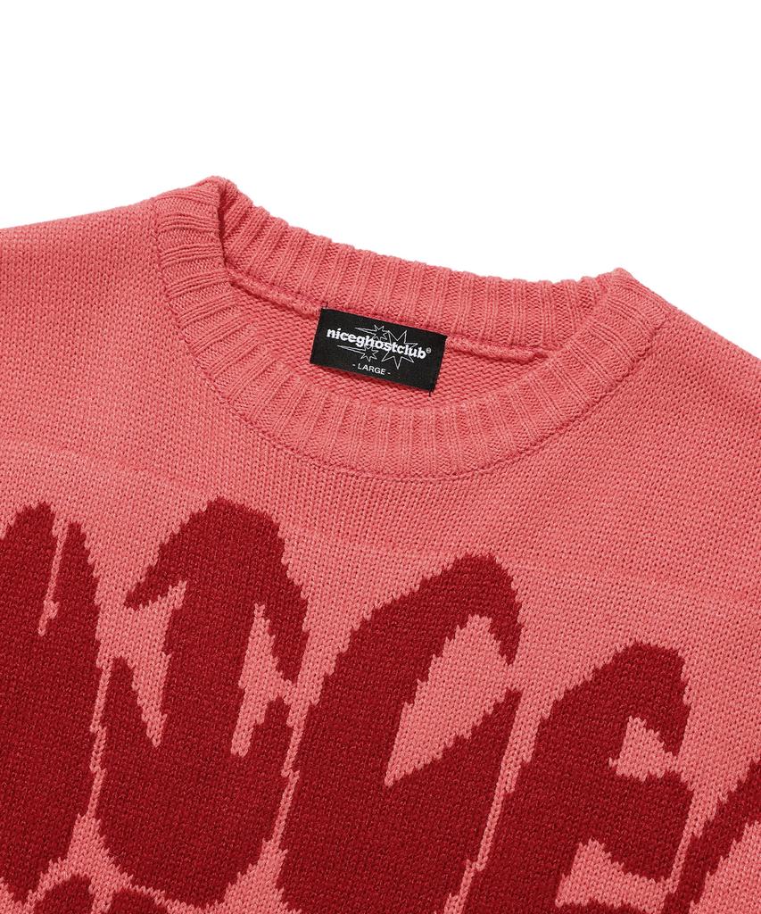 NICEGHOSTCLUB Monster Teeth Logo Knit_Pink(Ng2Esuk600A)