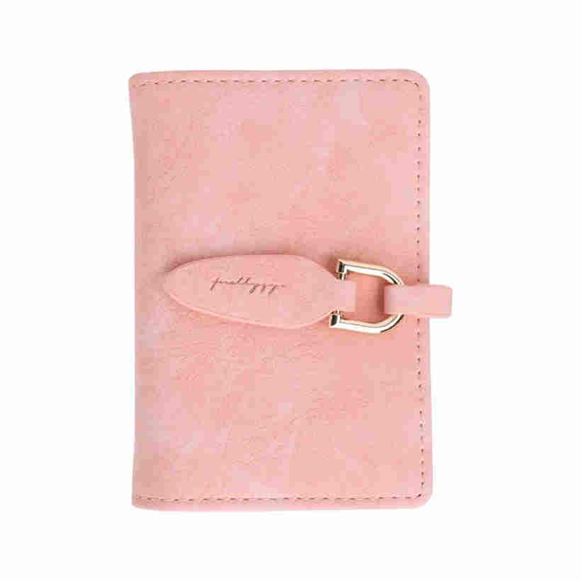 Females Short Retro Frosted Leaf Buckle Women Mini Candy Color Coin Purse Card Holders розовый