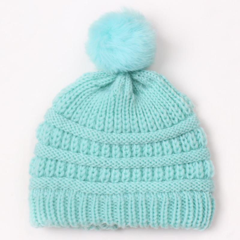 New Baby Knitted Pullover Hat, Children's Autumn and Winter Hairball Warm Hat, Baby Wool Hat