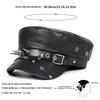 Cappello in Pelle Unisex con Fibbia a Borchie Cappelli da Marinaio Primavera Autunno Berretto Nero Cappello Piatto da Capitano Berretti Militari da Uomo