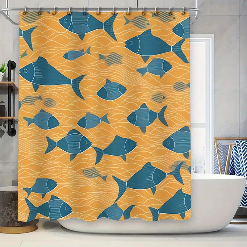 

Косяк Рыб Оранжевый Синий Занавеска для Душа Водонепроницаемая Ткань Декор для Ванной Комнаты Печать на Заказной Размер Для Детских Аксессуаров для Ванны Домашний Декор 90x180cm