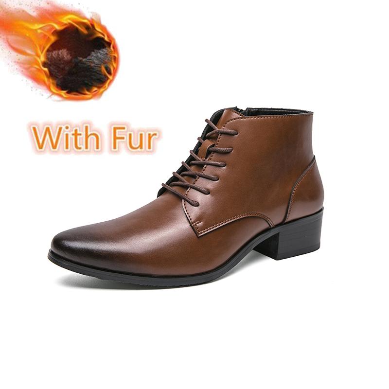 Fashion Men Chelsea Boots Handmade High Top Leather Shoes Autumn Winter Male Ankle Boots Classic Business Casual Men Short Boots