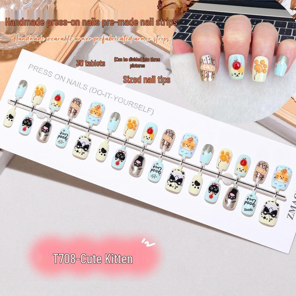 Super Cute 3D Cartoon Kitten Nail Patches for Kids and Students