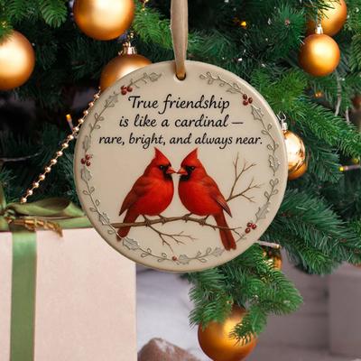 Ornements de Noël Oiseaux Rouges Yousheng Ornements Suspendus Oiseaux Rouges Acryliques Ronds pour Arbre de Noël Souvenir d'Amitié pour Meilleurs Amis Sœurs
