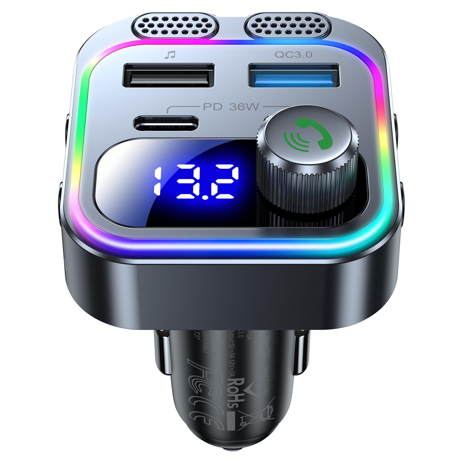 

T37 Bluetooth FM-трансмиттер Автомобильный MP3-плеер с двойной быстрой зарядкой Type-C PD 36 Вт