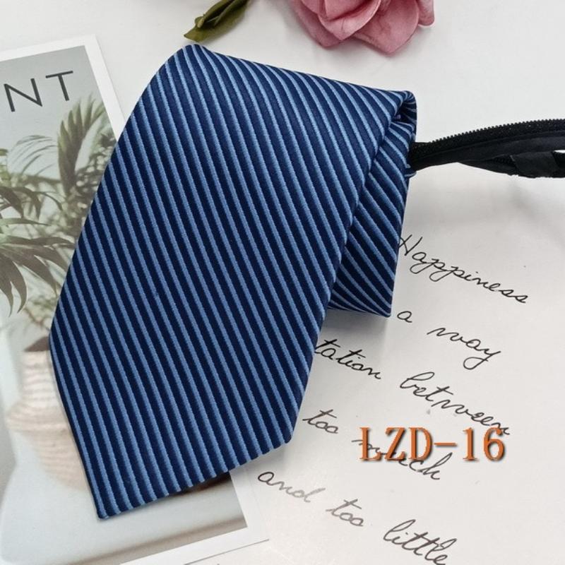 Men's Formal Business Tie with 8cm Zipper, Striped Black Tie, No Knotting Required.
