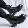 Martin Boots Men's Autumn and Winter Locomotive High-top Side Zipper Leather Boots Tooling American Heightening British Boots 69013-R