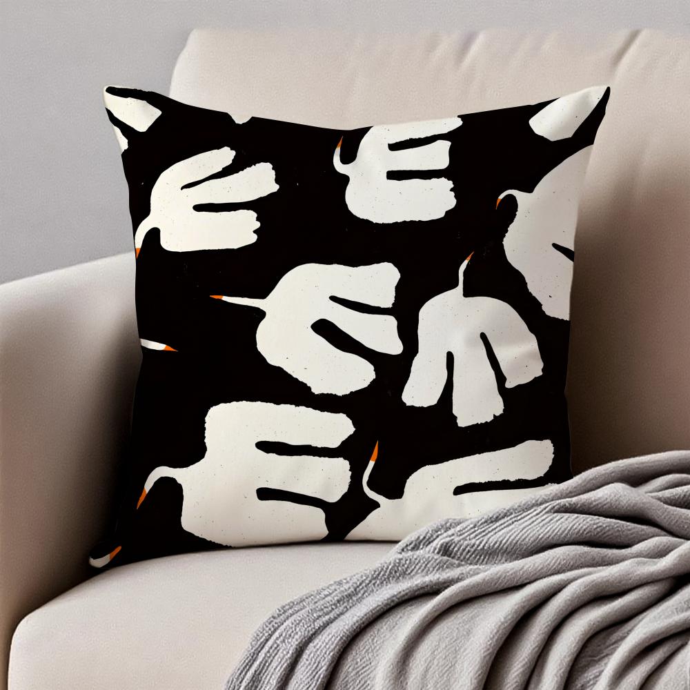 Creative Abstract Illustration Art Cushion Cover Pillowcase Antidustmite Invisible Zipper Short Plush Sofa Cushion