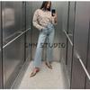 Spring New Women clothes Commuting Casual Fashion Stripe Long sleeve Lapel Shirts 2225814 2225815