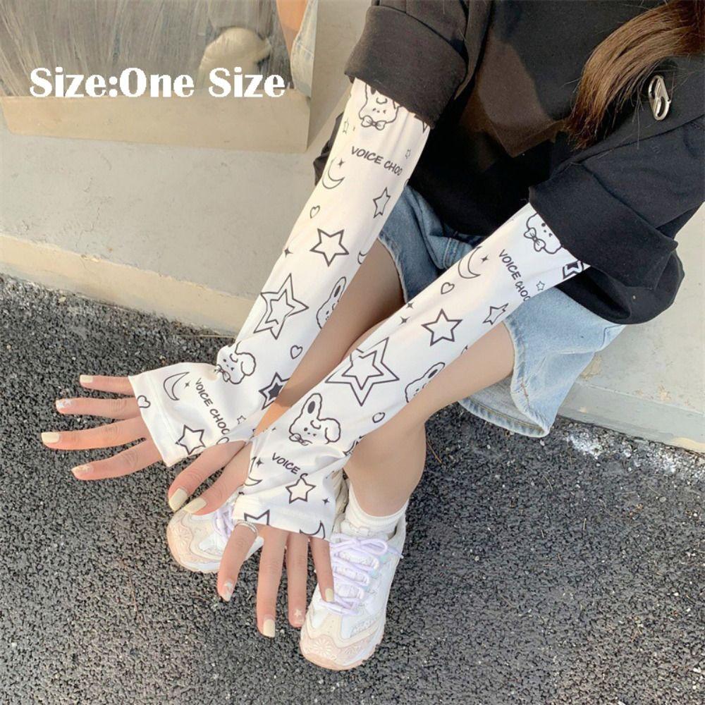 Anti-UV Sun Protection Sleeves Stars Pattern Ice Silk Sleeve New Arm Sleeve  Outdoor