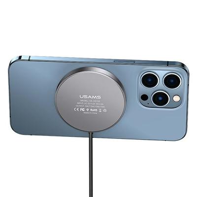 Induktives Ladegerät 15W USAMS Magnetisches Aluminium Schwarz