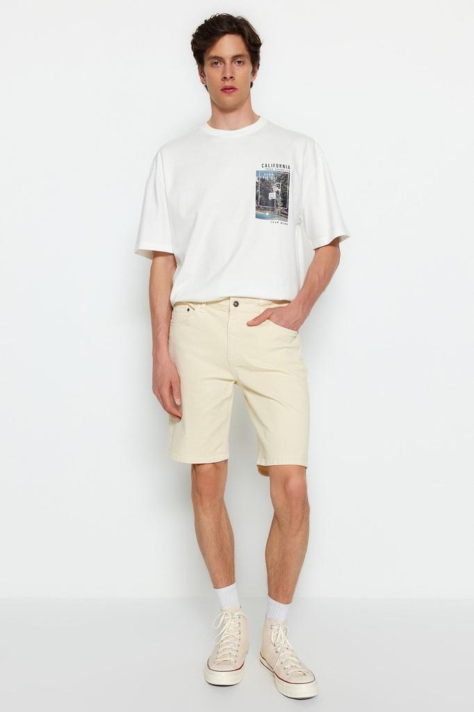 Men's Fashion New Shorts & Bermuda White Regular Fit Flexible Fabric Denim Jeans Shorts