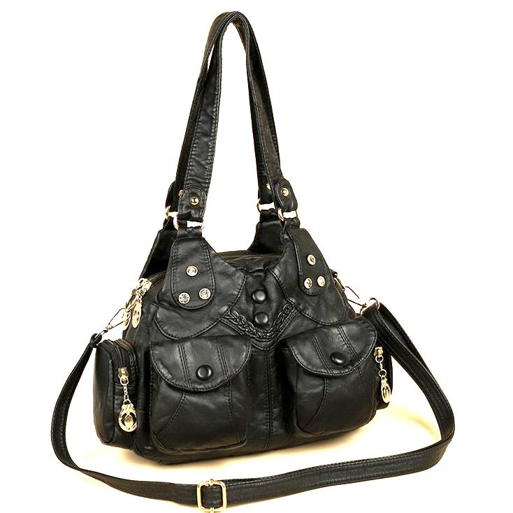 Fashion Color Splicing Washed Leather Women's Tote Bags Designer Large Capacity Commuting Women Shoulder Crossbody Bags Handbags
