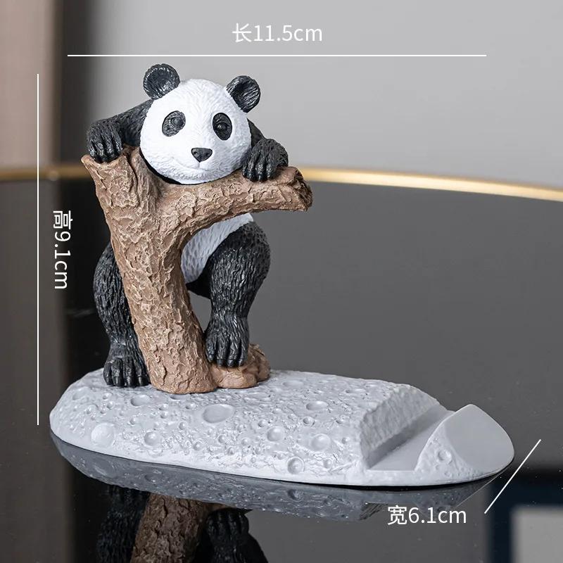 New Design Phone Stand Desk Accessories Resin Panda Figurines Home Decor Decorative Tabletop Ornaments Cute Phone Holder
