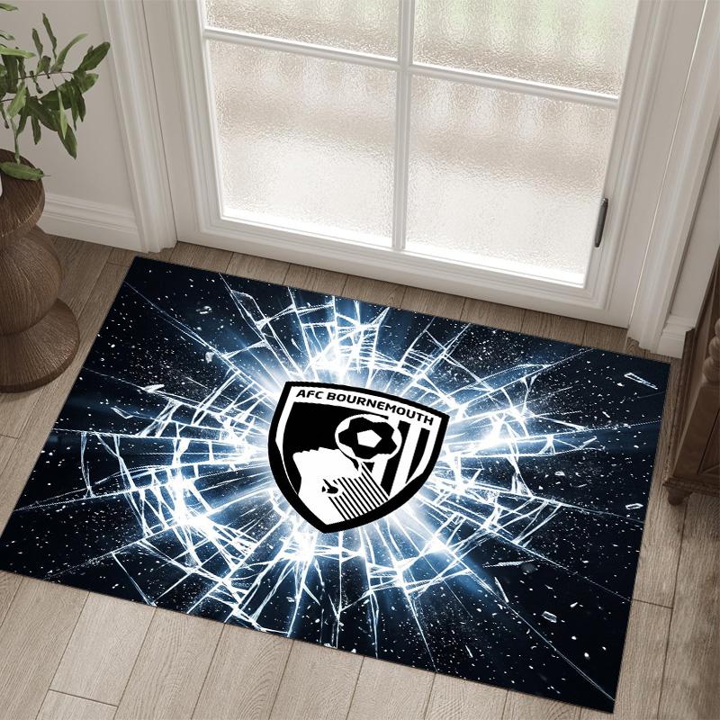 Bournemouth Football Design Crystal Velvet Carpet Cozy Non?Slip Printed Rug For Bedroom Living Room Entrance