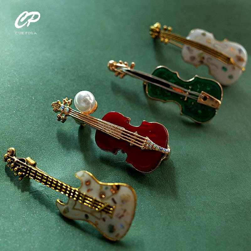 Fashion Musical Instruments Guitar Violin Cello Piano for Women Collar Brooch Cap Backpack Suit Pin