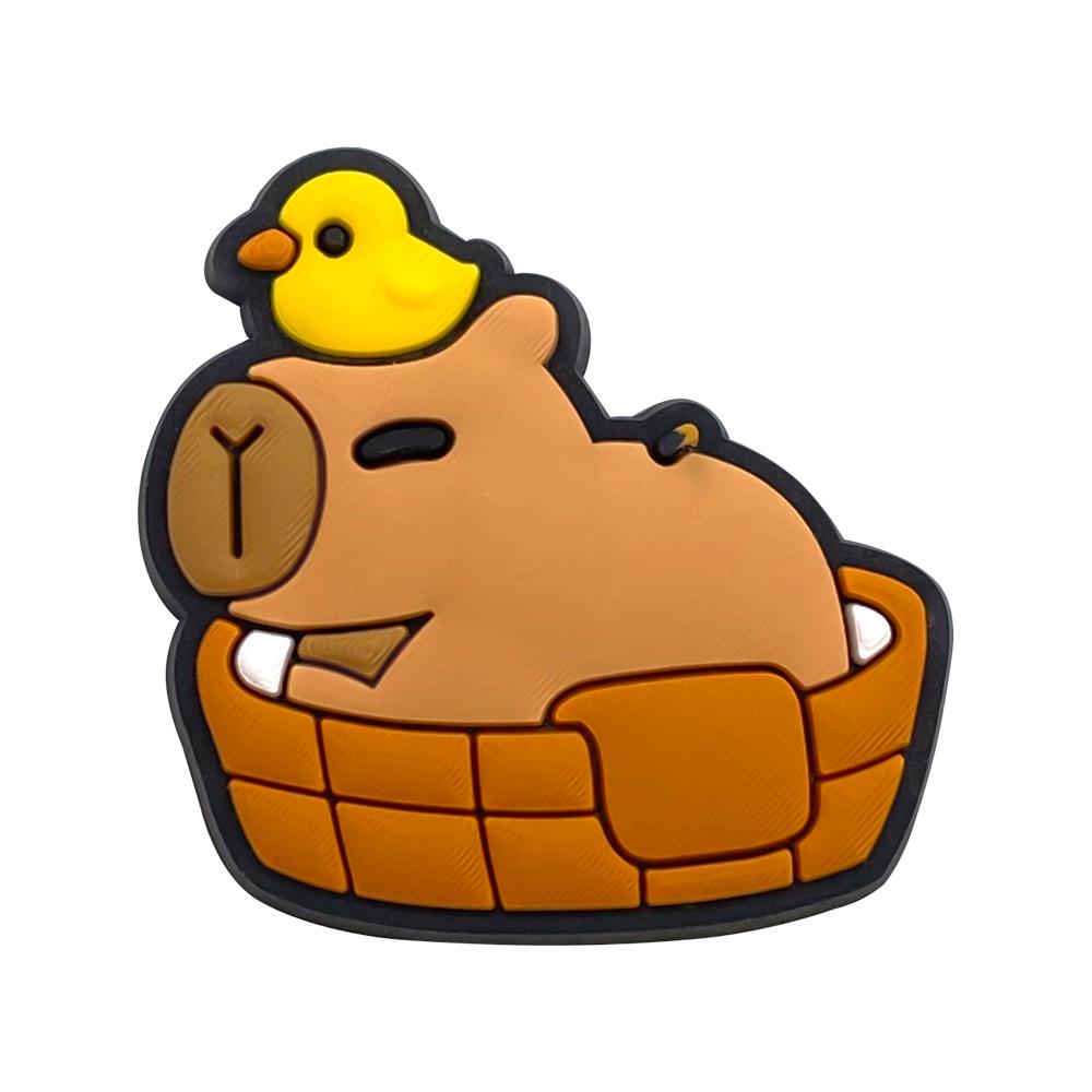 Capybara Pen Clip & Ornament: Card Buckle Decoration with Straw Accessories