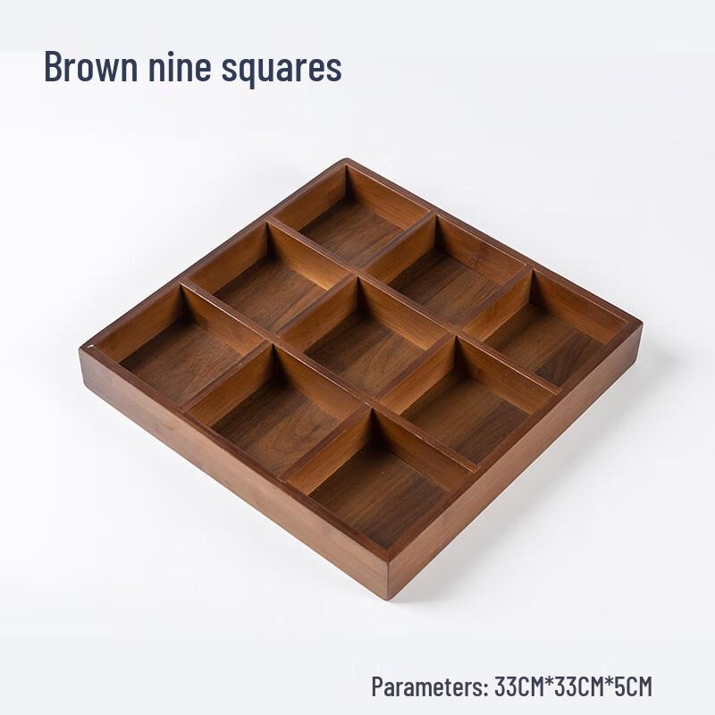 Walnut Bamboo 9-Compartment Serving Tray 33x33x5cm