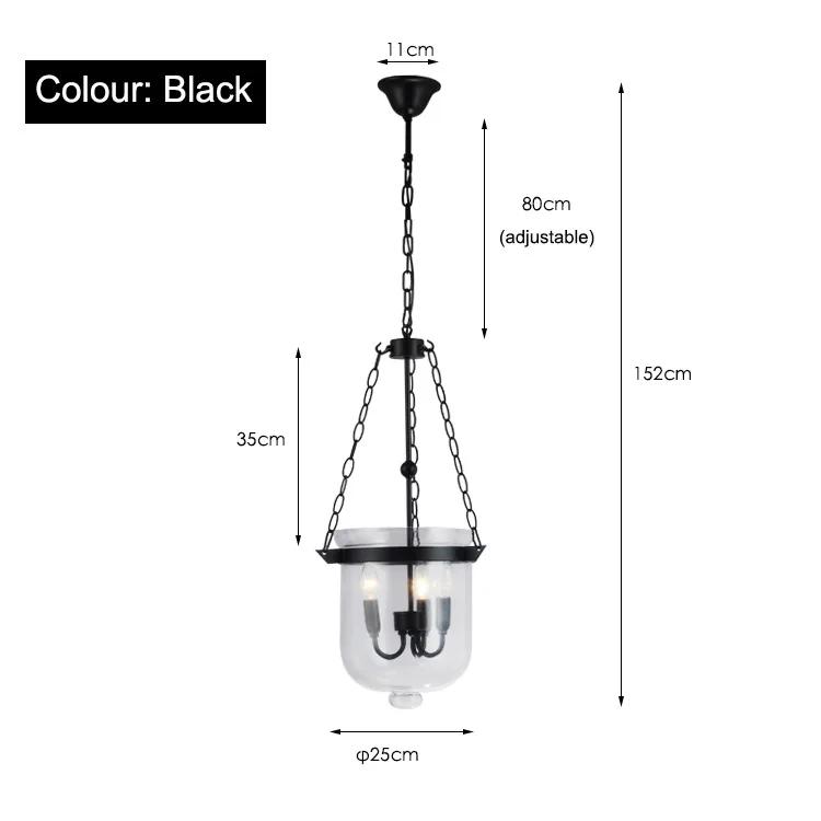 American Country Black/Rust Color Clear Glass Foyer Pendant Light Retro Dining Room Decoration Light D250MM/350MM