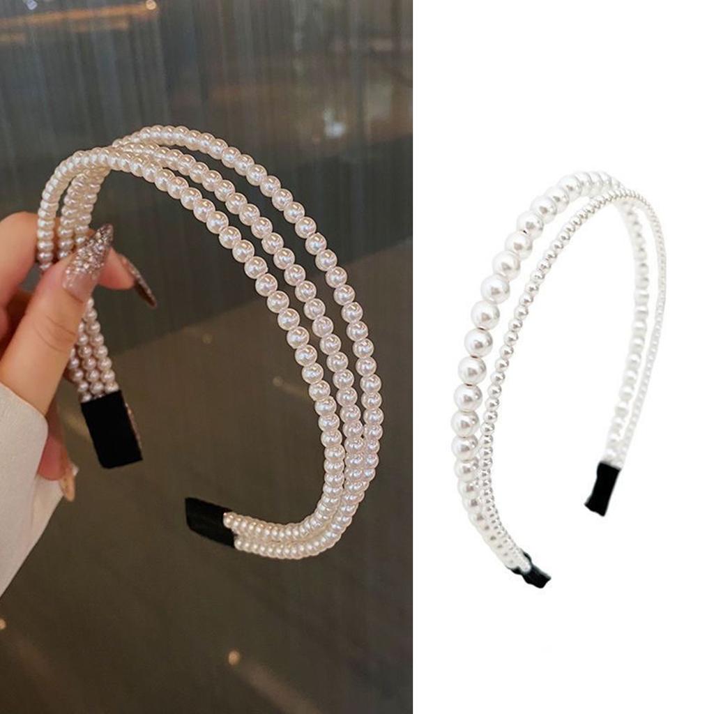 Sweet and Ethereal French-Style Pearl Headband for Women, Bridal Hair Accessory, Versatile for Girls' Daily Wear