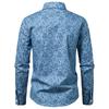 Mens Elegant Blue Floral Printed Shirts Vintage Clothing Chemise Hommes Manche Longue Blusa Jeans Masculina Man Shirts