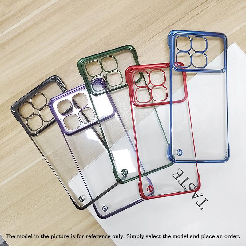 Plating Frameless Transparent Phone Case For Xiaomi Redmi K80 Pro Champion Shockproof Bumper Colorful Hard Shell Protective Back Cover