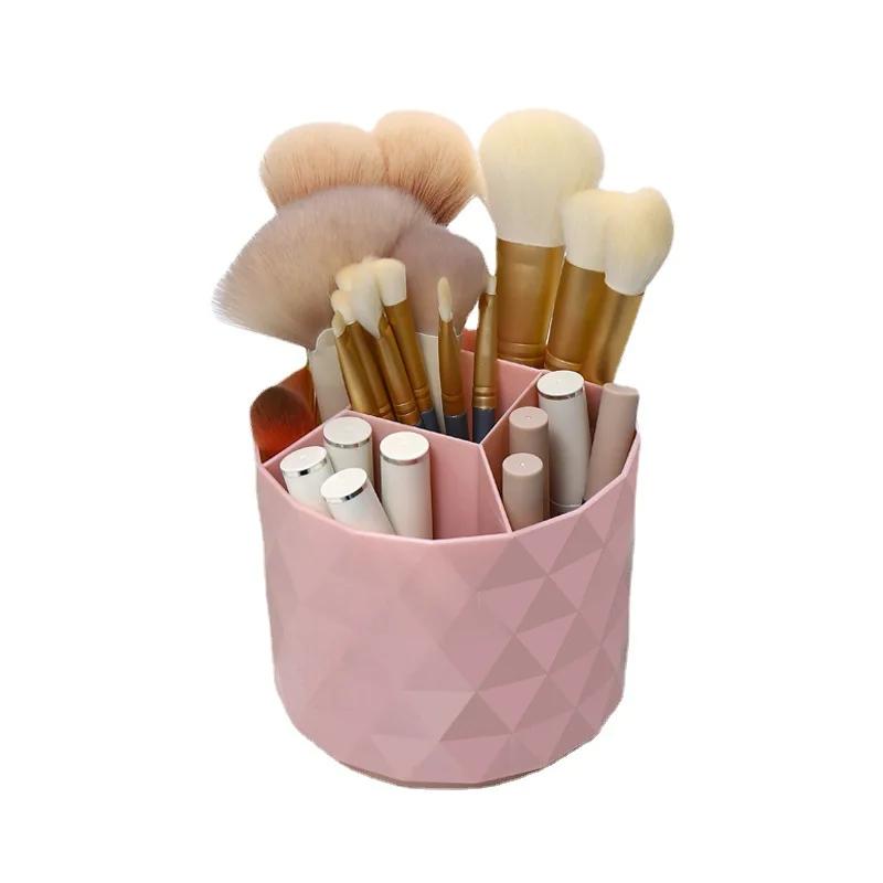 Drehbare Make-up-Pinsel-Aufbewahrungsbox Desktop Rund Augenbrauenstift Lippenstifthalter Make-up-Organizer Kosmetikbehälter Pinsel