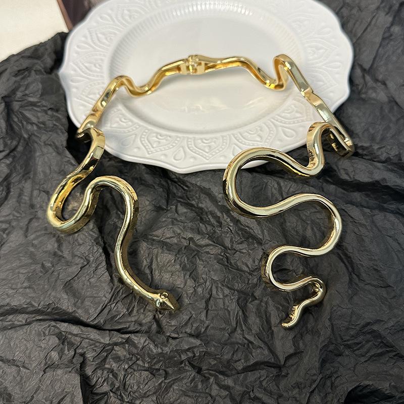 Tooxika Fashion Personality Irregular Twisted Snake Open Collar Unique Temperament Spring Necklace For Women