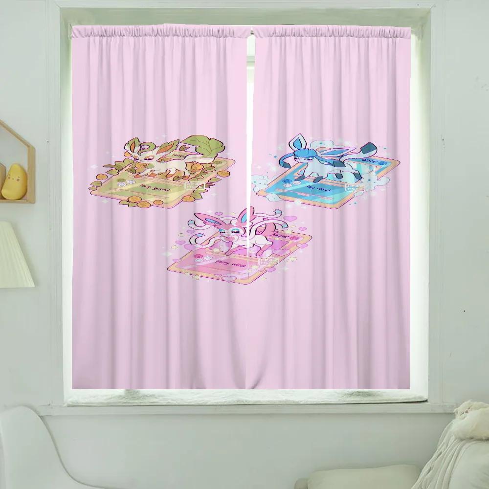 Home Interior Kitchen Curtains for Living Room 2 Pieces Blackout Curtains Door Curtain Pokemon Bedroom Decoration Partition