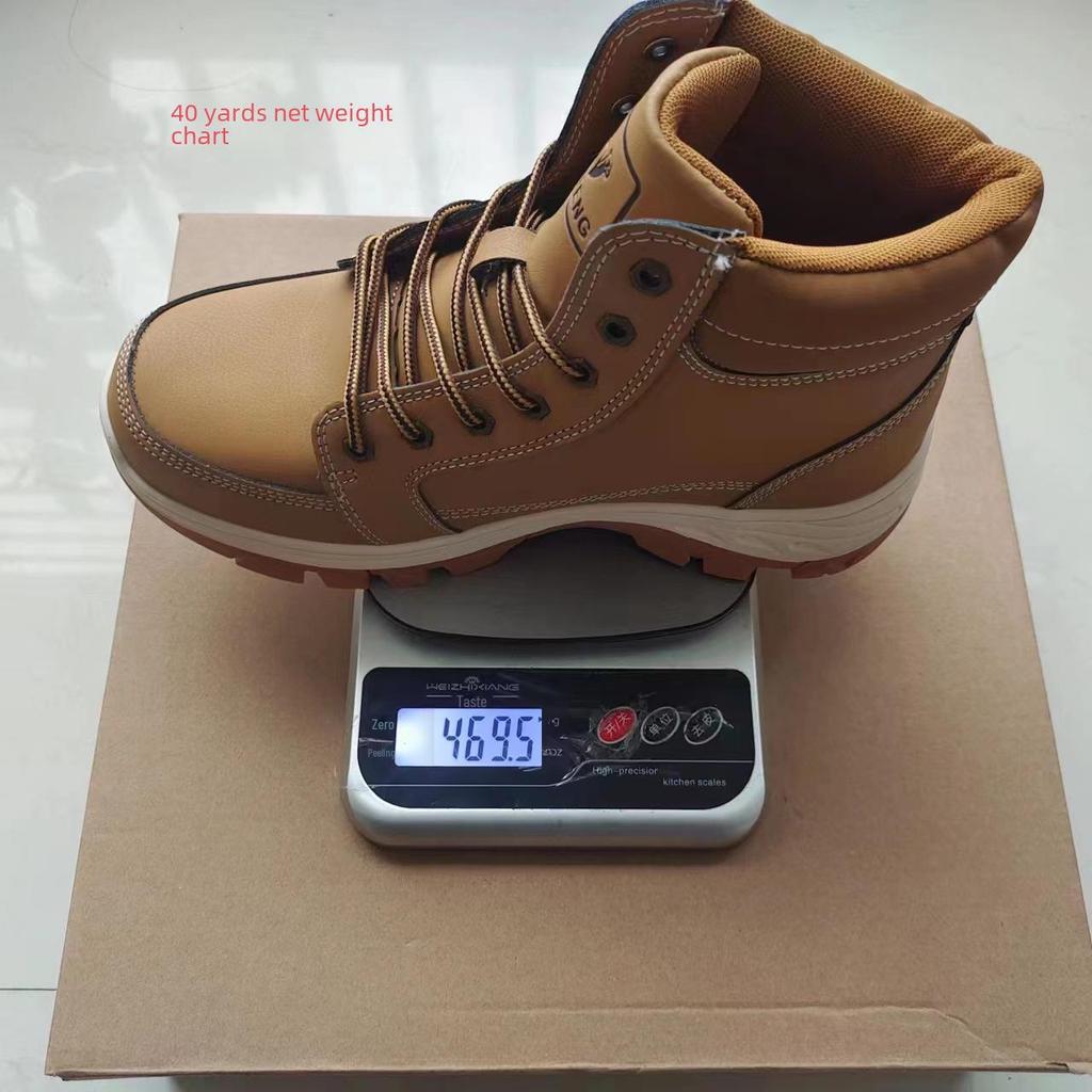 Men's Large Size Outdoor High-Top Hiking and Work Boots with Warm Cotton Lining