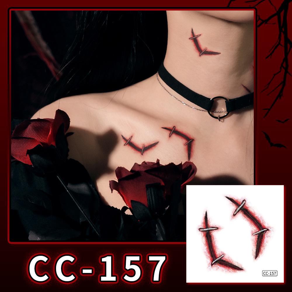 Nuovi Tatuaggi Impermeabili di Halloween Horror Cicatrice Faccia - Adesivi Trucco Opachi per Feste Festival
