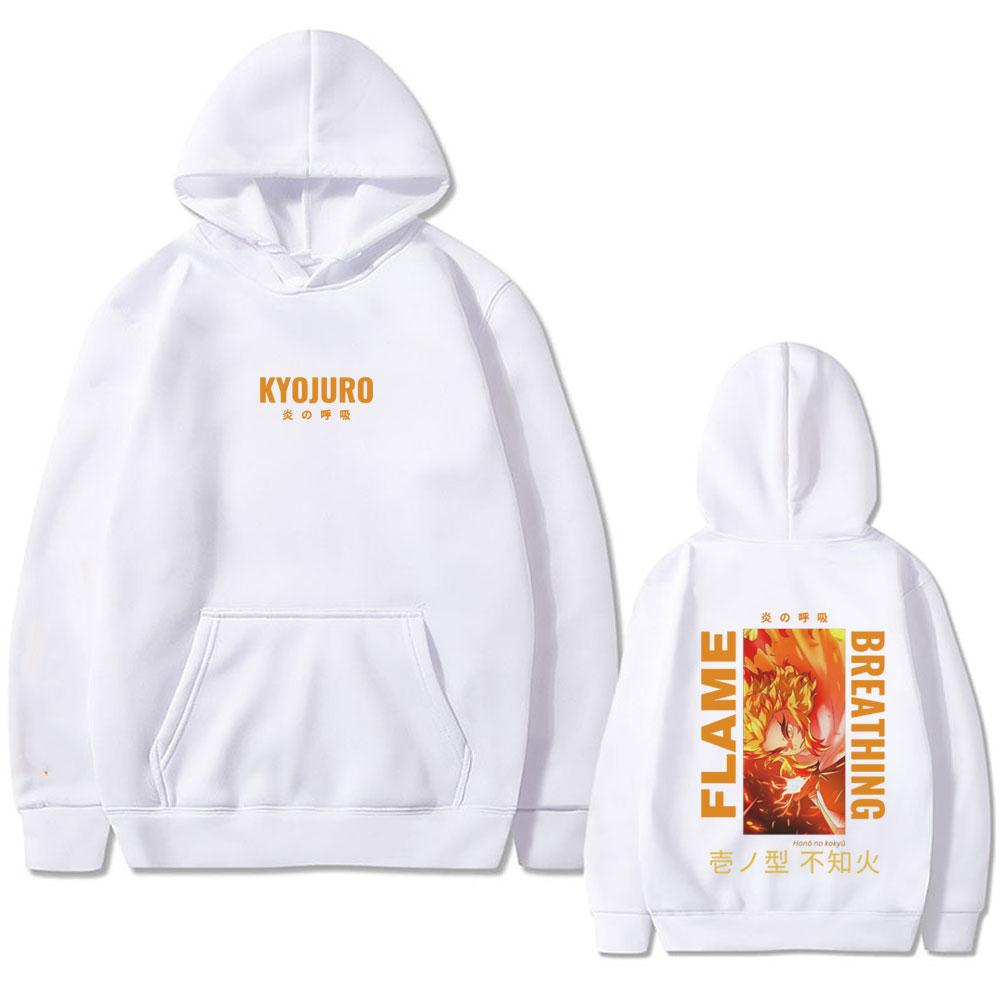 Harajuku Anime Demon Slayer Hoodie Rengoku Kyoujurou Printed Sweatshirt Men Women Fall Winter Long Sleeves Hoodies