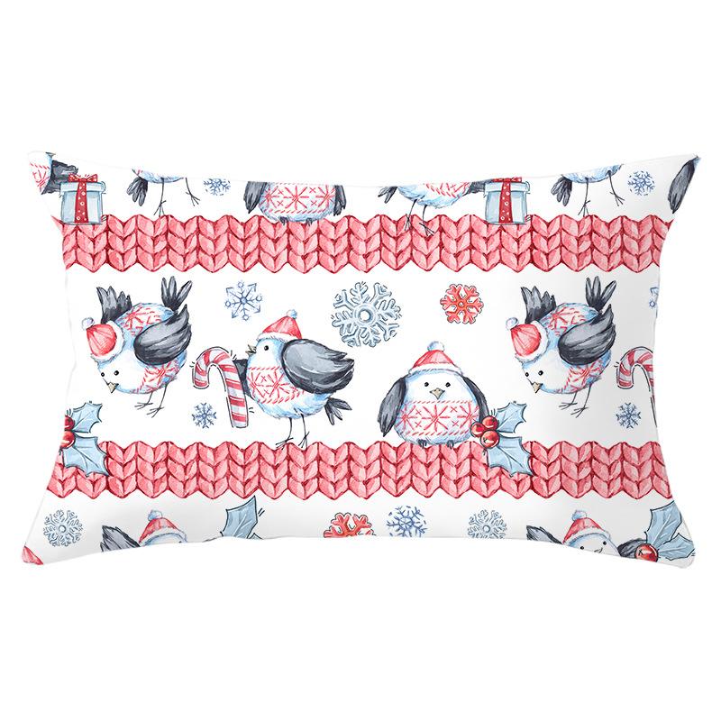 Simple Cartoon Print Series Christmas Waist Pillowcase Peach Skin Printed Pillowcase Home