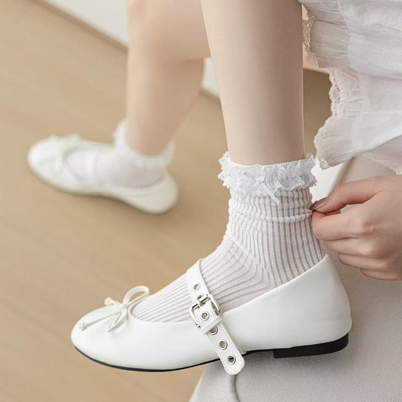 5 Pairs of Women's Spring and Summer Fashionable Cotton Bow Bell Accessories and Socks