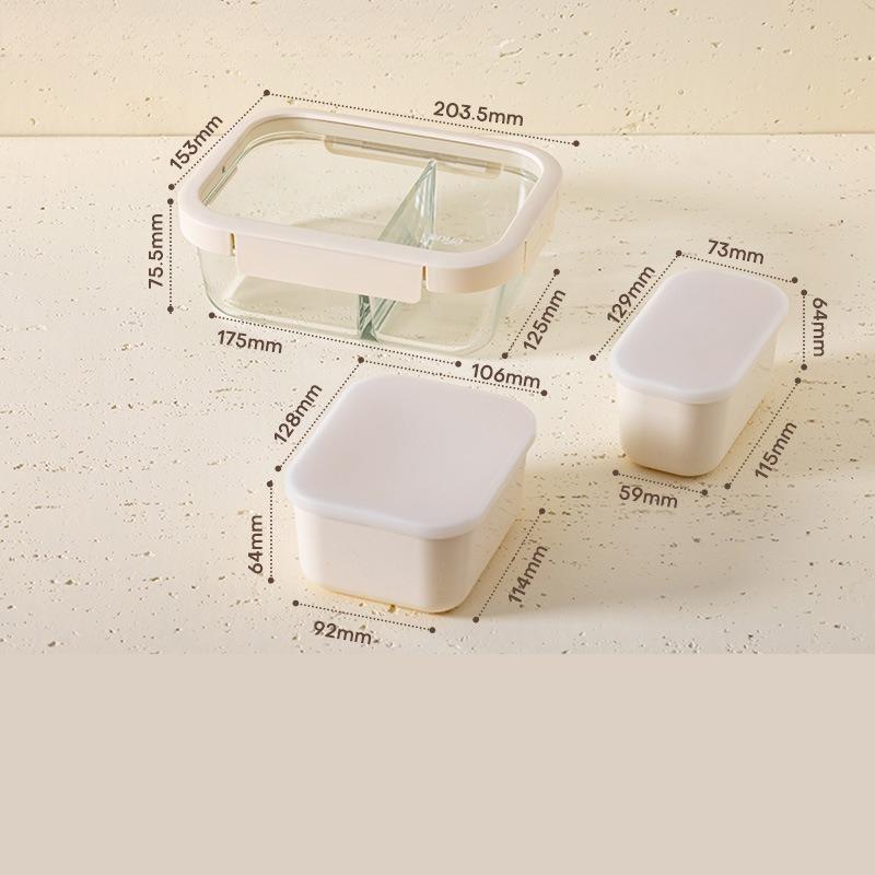 Glass lunch box for office workers microwave oven heating sealed lunch box special bowl with lid divider fresh-keeping box