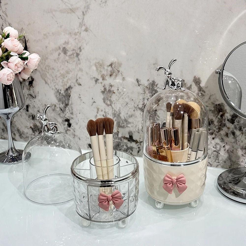 

Rotatable Makeup Brush Cylinder with Cover Compartment Eye Shadow Holder Bedroom прозорий