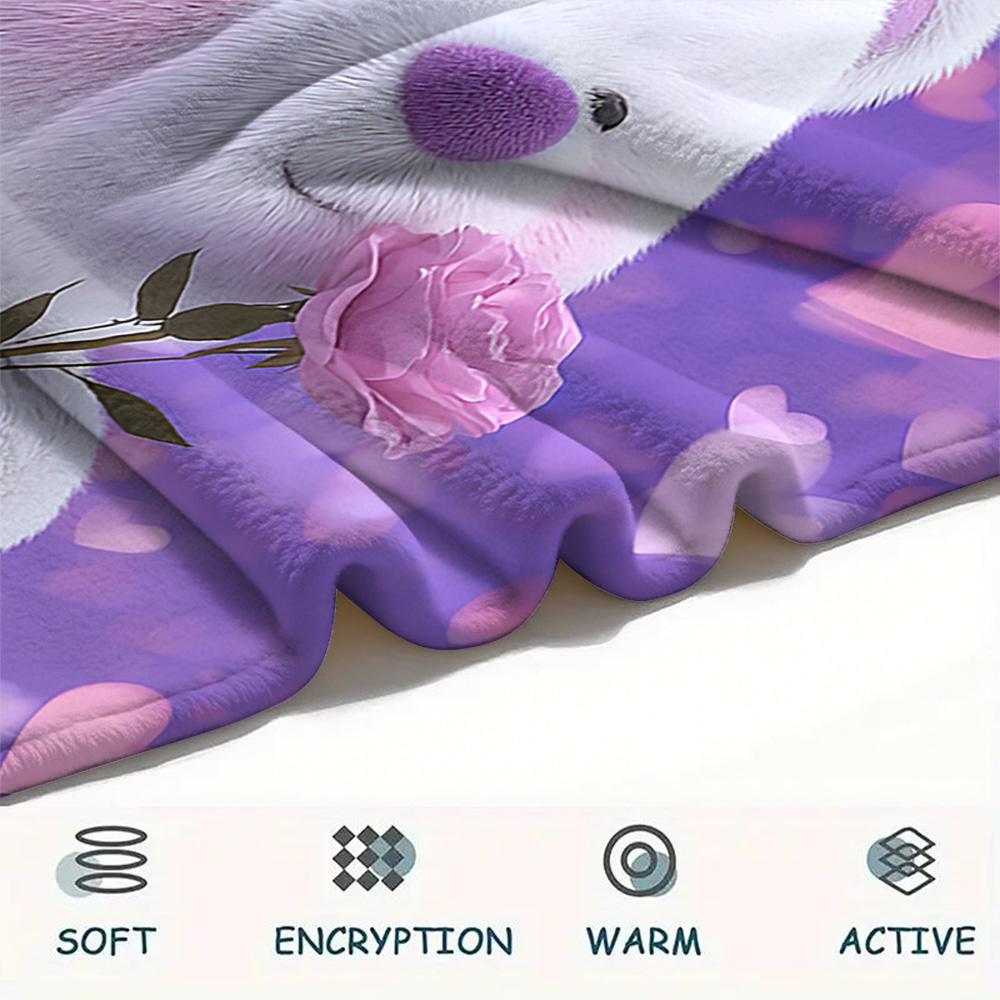 Bear Doll Print Flannel Blanket, High quality Comfortable for All Seasons, Home Decor, Warmth and Comfort, Perfect for Christmas Gifts