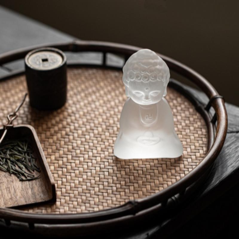 Ch'An Buddha Glass Ornaments Tea Table Decorations Tea Ceremony Accessories Small Buddha Statue Tranquil Spirit Tea Pets