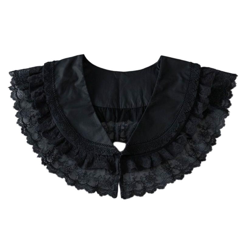 French Design Double Layer Detachable Collar for Women Girl Elegant Ruffle Lace Collar Neckpiece For Clothes Enhancement