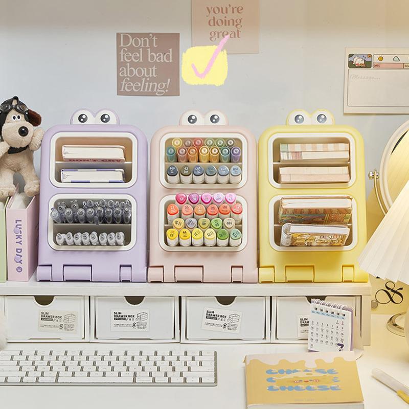 Slanted Insert Pen Holder Stationery Rack Makeup Storage Case Desk Supplies Organizer For College Dorm Office School