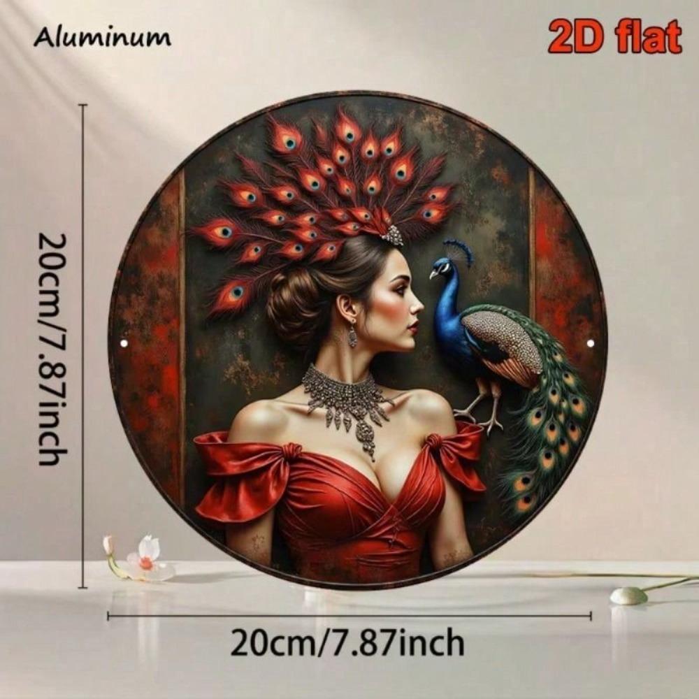 Vintage Round Peacock Metal Wall Art, Unique Gift for Living Room Decor