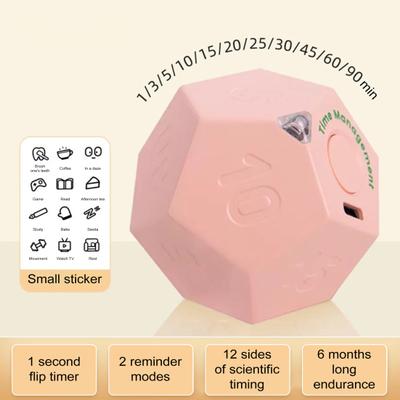 Multi-Cube-Timer, tragbar, 1/3/5/10/15/20/25/30/45/60/90 Minuten Einstellung, rotierender Timer, Vibrationserinnerungsmodi, Lern-, Koch- und Übungsuhr
