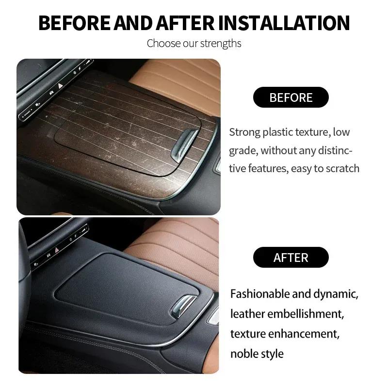 Leather Car Center Console Panel Cover Frame Trim Sticker Interior Modification For Mercedes Benz E Class W214 E260 E300 2024+