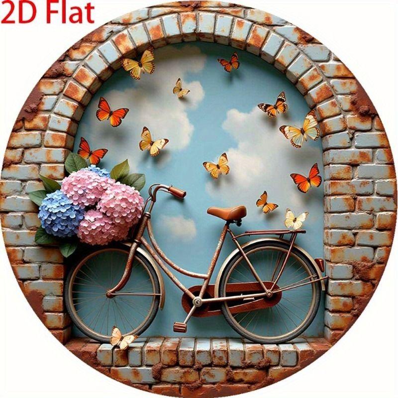 2D Flat Hanging Decorative Metal Sign Hand Painted Art
