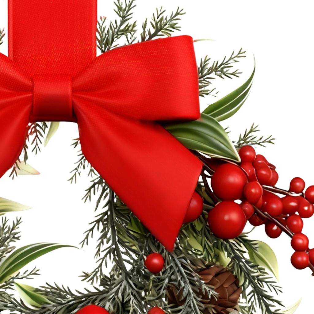 6pcs Christmas Mini Wreaths Window Door Hanging Ribbon Bows Red Berries Christmas Party Home Decorations 2025 Xmas Navidad