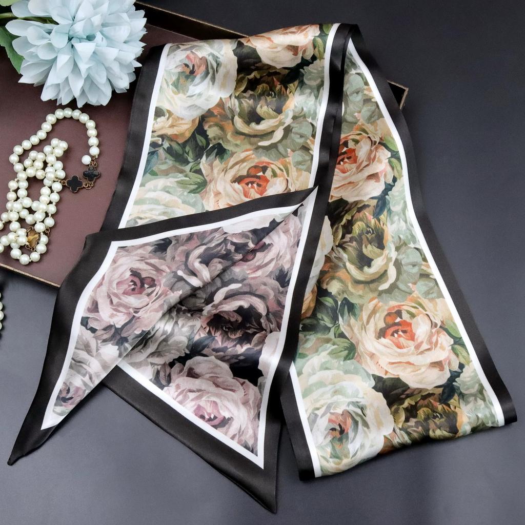 Mulberry Silk Necktie for Women Versatile Autumn Style Chic Slim Multi-functional Decorative Double-layer 100% Silk Scarf