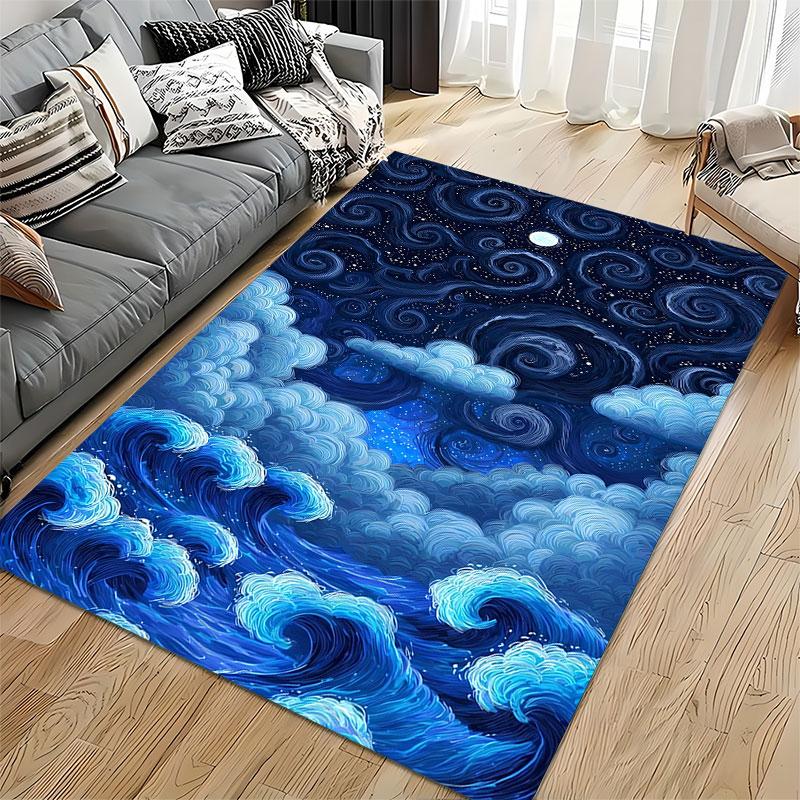 Starry Night Ocean Waves Suitable As a Non-slip Mat for the Living Room or Bedroom Sofa