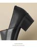 Women's Apricot Pointed-Toe Slip-On Chunky Mid-Heel Shoes